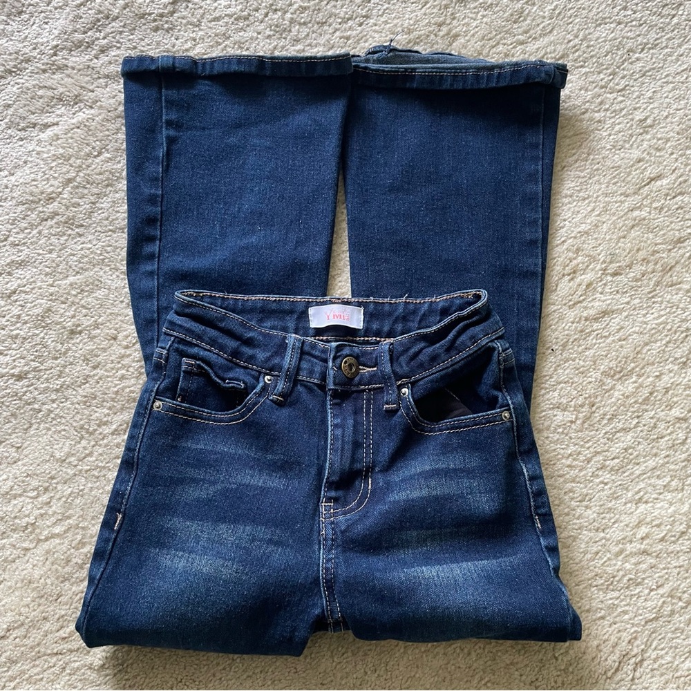 YMI Dark Blue Girls Flare Jeans Size 7